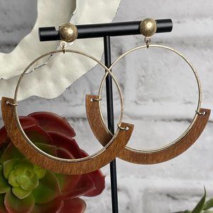 Francesca's Large Boho Gold Wood Earrings